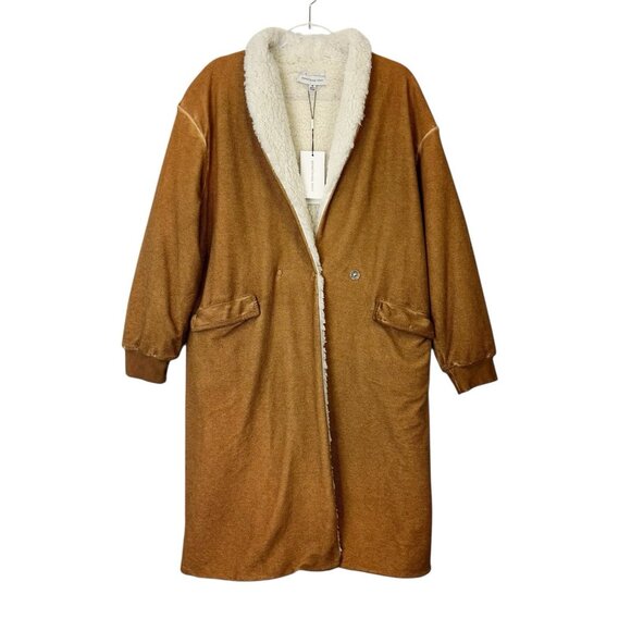 NEW Something Navy Reversible Teddy Coat Women’s Size Medium Camel Fleece - Picture 1 of 10